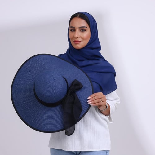 طقم قبعة كاملة مع طرحة صيفية-كحلي