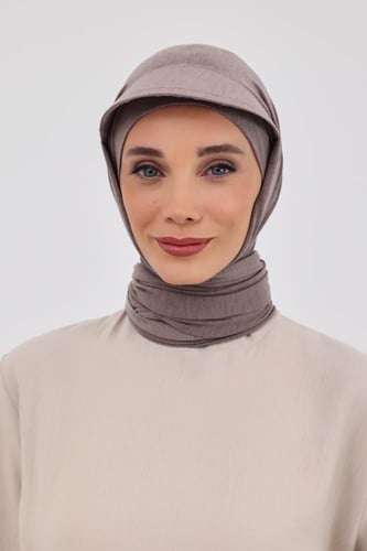 طرحة قطنية مع كاب - بني فاتح