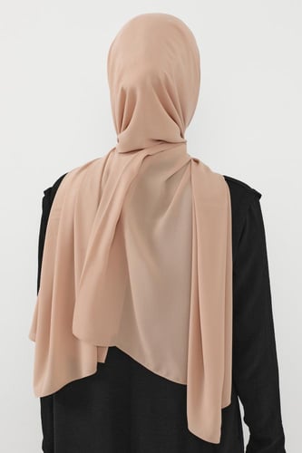 حجاب شيفون بمغناطيس وقبعة بالوسط-بيج
