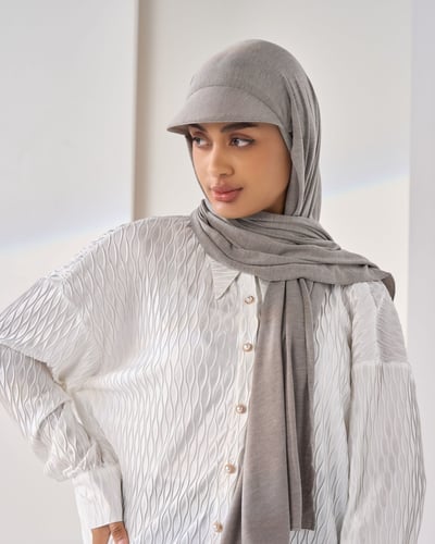 طرحة قطنية مع كاب- رمادي