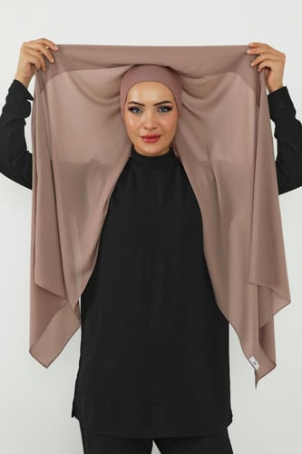 حجاب شيفون بمغناطيس وقبعة بالوسط