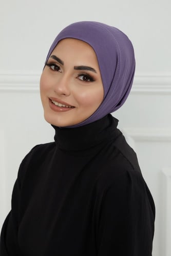 قبعة حجاب دبل سترتش ربط - بنفسجي