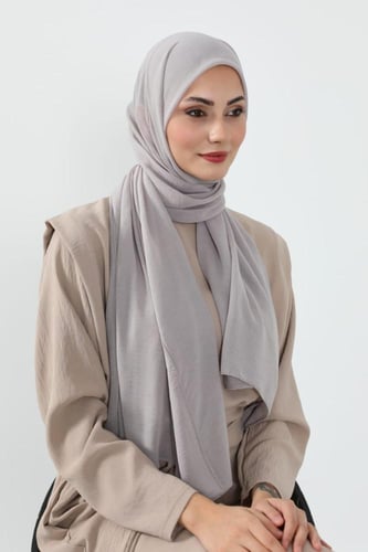 طرحة كرنشي مخيطة-رمادي