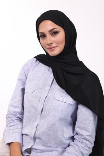 طرحة شيفون مع قبعة منفصلة- أسود