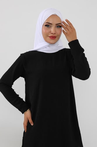حجاب شيفون بمغناطيس وقبعة جانبي-ابيض