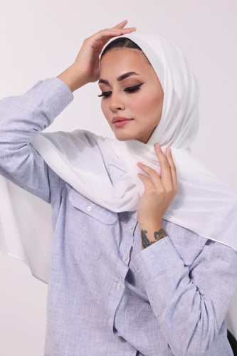 طرحة شيفون مع قبعة منفصلة- أوف وايت