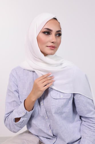 طرحة شيفون مع قبعة منفصلة- أوف وايت