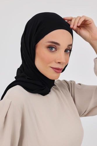 توربان شيفون مع قبعة داخلية-اسود