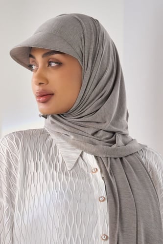 طرحة قطنية مع كاب- رمادي