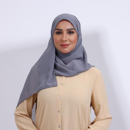 طرحة ميني شيفون ربع مبطن من الأمام - رمادي