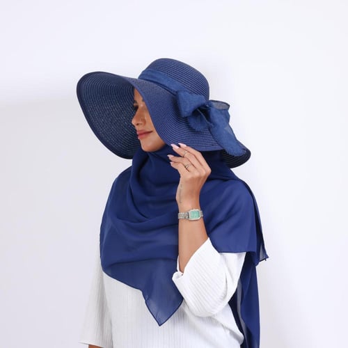 طقم قبعة كاملة مع طرحة صيفية-كحلي