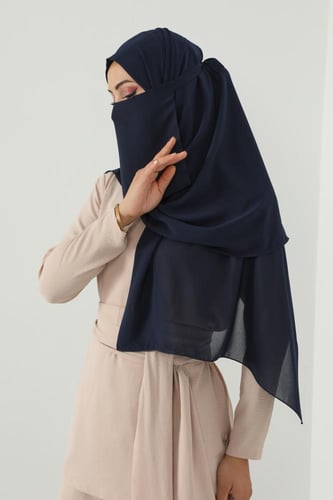 طقم طرحة ولثام ربط-كحلي