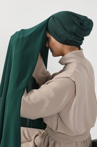 حجاب شيفون بمغناطيس وقبعة بالوسط