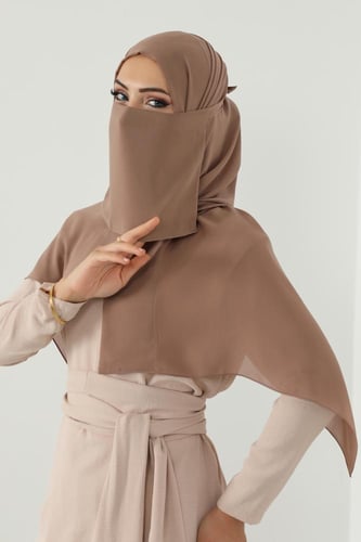 طقم طرحة ولثام ربط-بيج