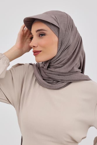 طرحة قطنية مع كاب - بني فاتح