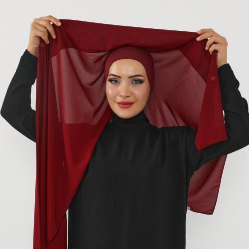 حجاب شيفون بمغناطيس وقبعة جانبي