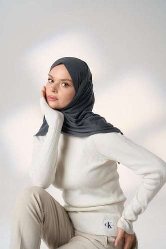 حجاب شاش تركي ميني-رمادي