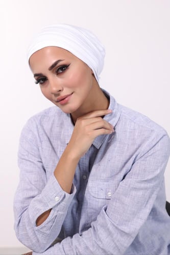 توربان قطعتين دبل سترتش ابيض - طقطق