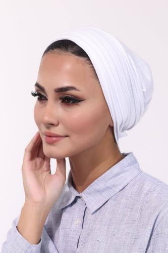 توربان قطعتين دبل سترتش ابيض - طقطق