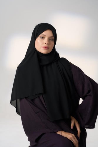 طرحة كوري ونقاب حرير من الداخل-اسود