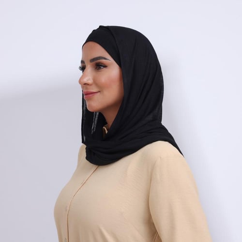 طقم طرحة مفتوحة مثلث مع قبعة-اسود