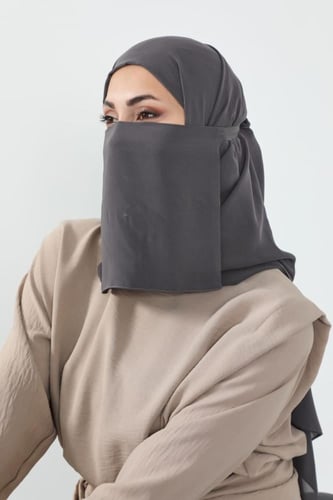 طقم طرحة ولثام 10 -رمادي