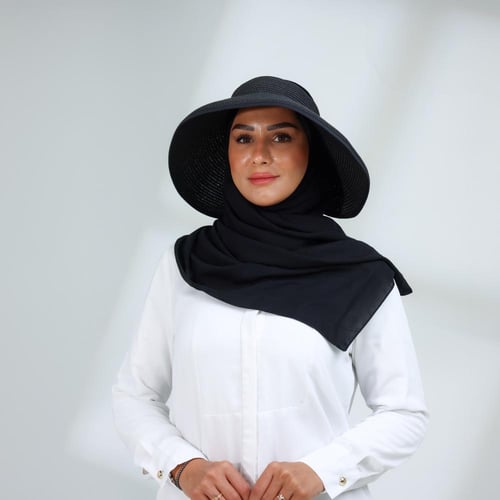 طقم نصف قبعة مع طرحة صيفية-اسود