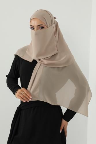 طقم طرحة ولثام ربط-بيج