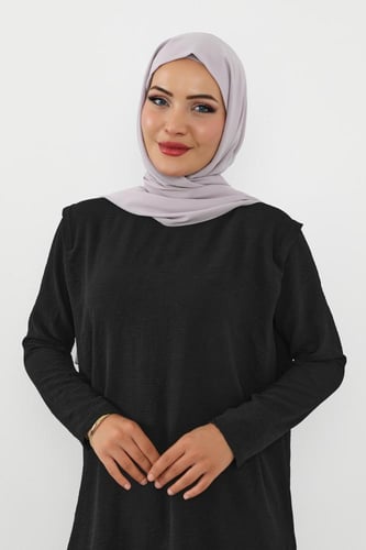 حجاب شيفون بمغناطيس وقبعة بالوسط-رمادي