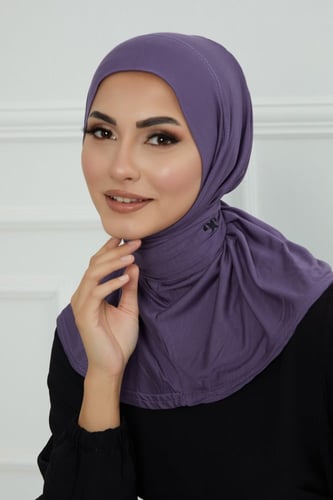 قبعة حجاب دبل سترتش ربط - بنفسجي