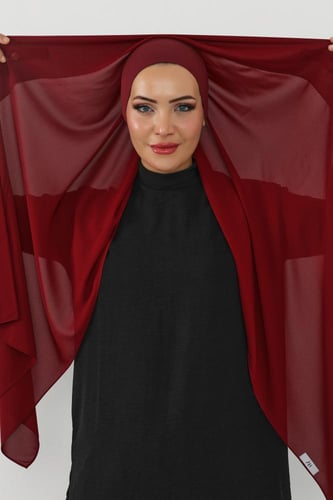 حجاب شيفون بمغناطيس وقبعة بالوسط