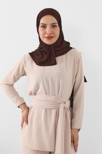 طرحة ميني شيفون ربع مبطن من الامام