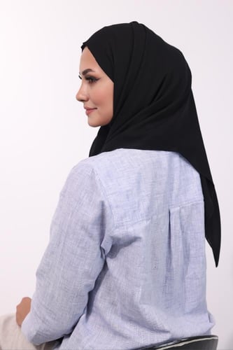 طرحة شيفون مع قبعة منفصلة- أسود