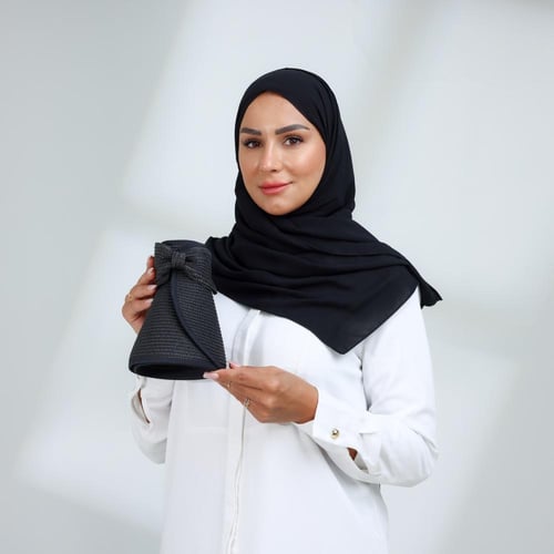 طقم نصف قبعة مع طرحة صيفية-اسود