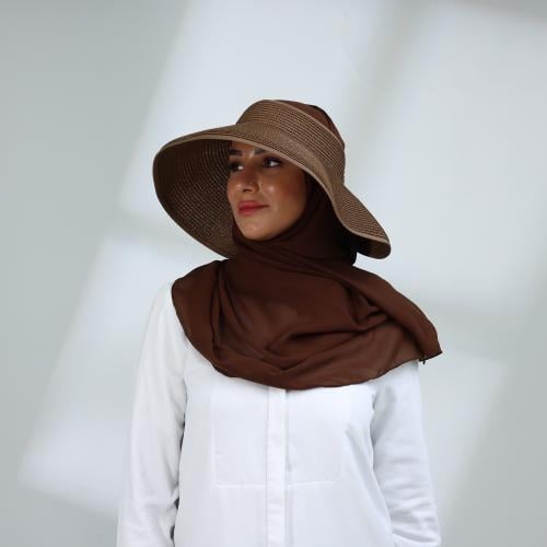 طقم نصف قبعة مع طرحة صيفية-بني