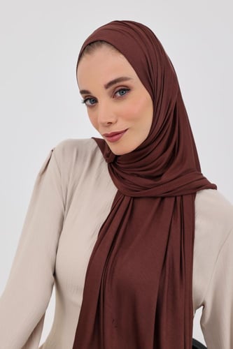 حجاب كويتي قطني دبل سترتش - بني