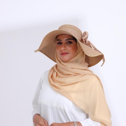 طقم قبعة كاملة مع طرحة صيفية-بيج