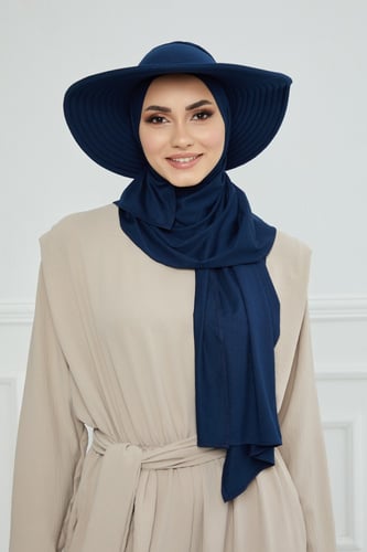 حجاب الشاطي مع قبعة - كحلي