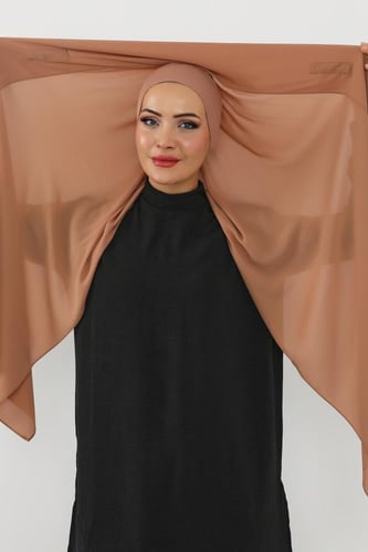 حجاب شيفون بمغناطيس وقبعة بالوسط