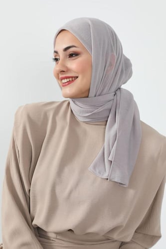 طرحة كرنشي مخيطة-رمادي