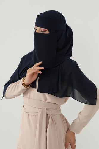 طقم طرحة ونقاب كحلي