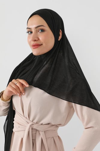 حجاب مع فتحة عند الاذن عادي - اسود