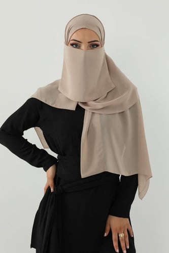 طقم طرحة ولثام ربط-بيج