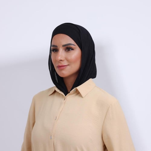 طقم طرحة مفتوحة مثلث مع قبعة-اسود