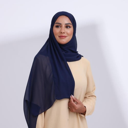 طرحة شيفون ربع مبطن من الأمام - كحلي غامق