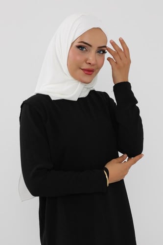 حجاب شيفون بمغناطيس وقبعة جانبي-اوف وايت