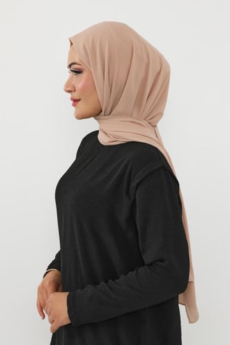 حجاب شيفون بمغناطيس وقبعة جانبي-بيج