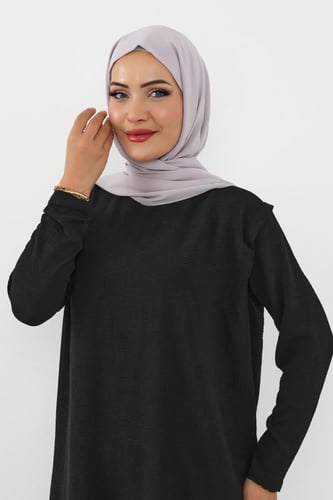 حجاب شيفون بمغناطيس وقبعة بالوسط-رمادي