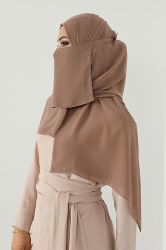 طقم طرحة ولثام ربط-بيج