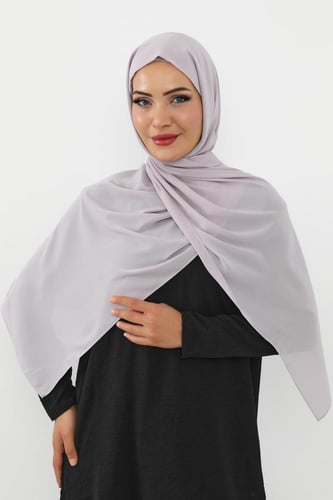 حجاب شيفون بمغناطيس وقبعة بالوسط-رمادي